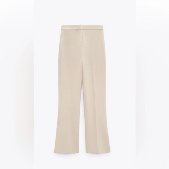 Beige Straight Leg Pants with Slits Sz S New - Picture 7 of 11
